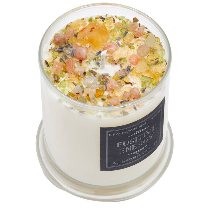 New Moon Beginnings - Wholesale Jar/Filled Candle - Positive Energy Candle - Soy Candles - Herb & Crystal Candle6