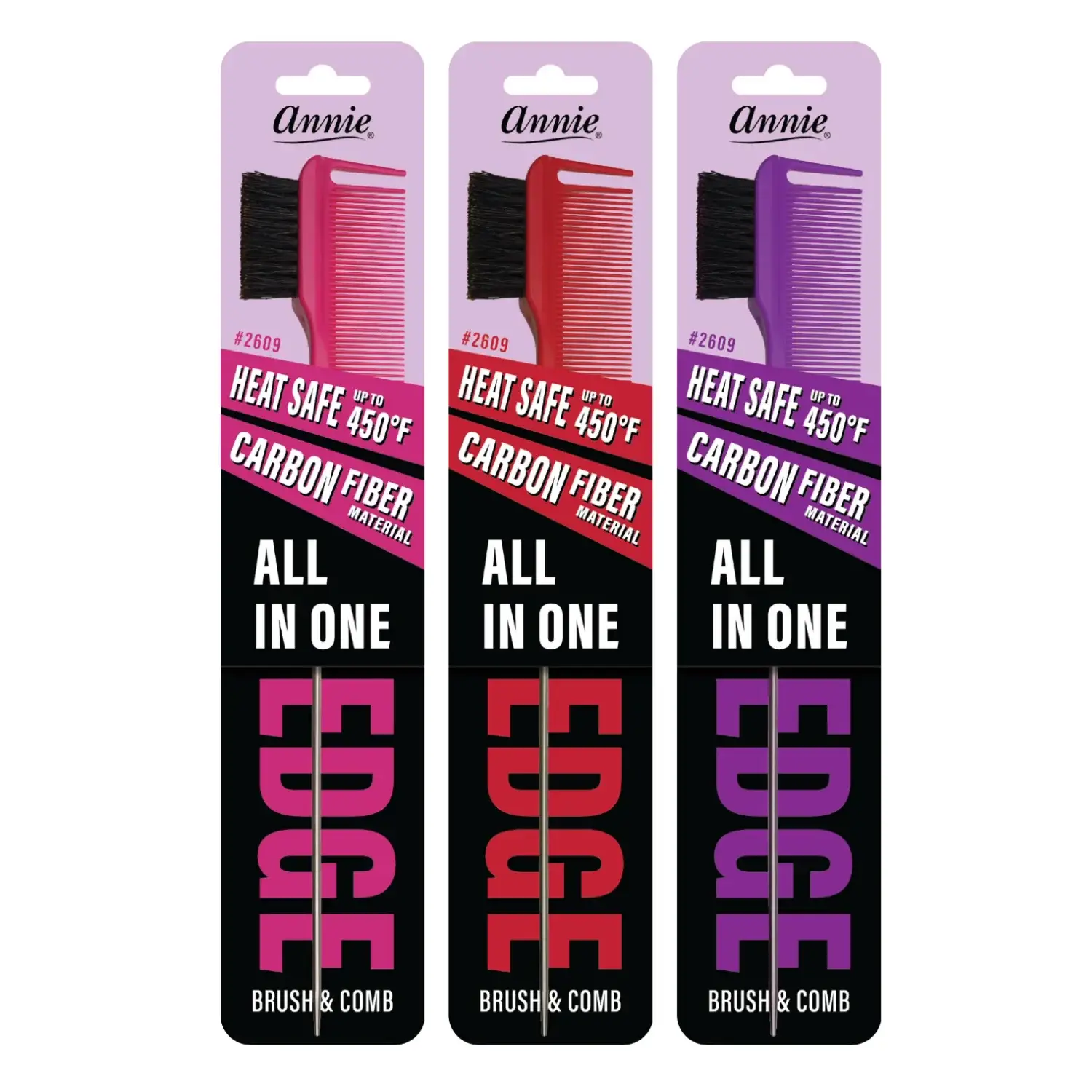 Annie International, Inc. - Wholesale Hair Brush/Comb - Annie All In One Edge Brush Natural Boar Bristle Black1