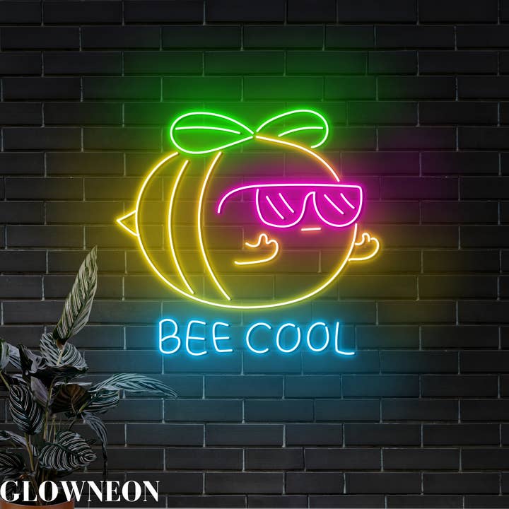 Glow Neon - Wholesale Neon sign - Bee Cool Led Sign, Bee Farm Wall Art, Honey Bee Shop Decor