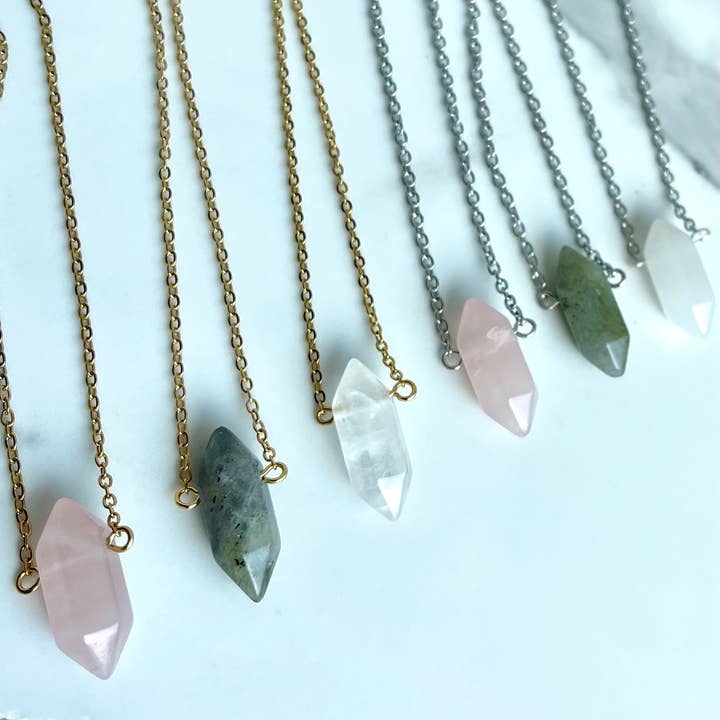 L Rae Charm - Wholesale Pendant/Charm Necklace - Quartz Gemstone Bullet Charm Gold Necklace 5