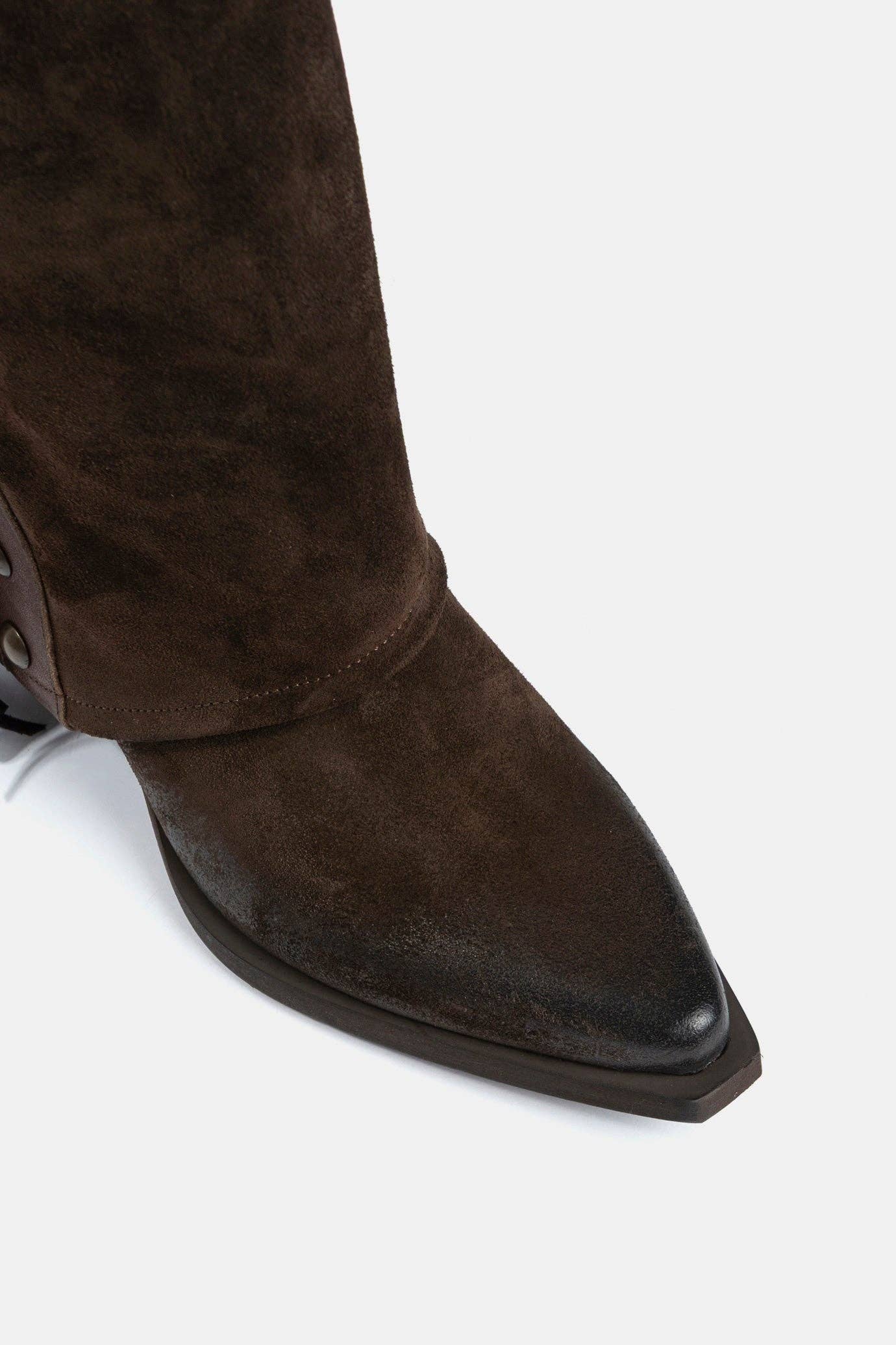 METISSE - Wholesale Boots - Women's - Dark brown suede Texan boots DX22194