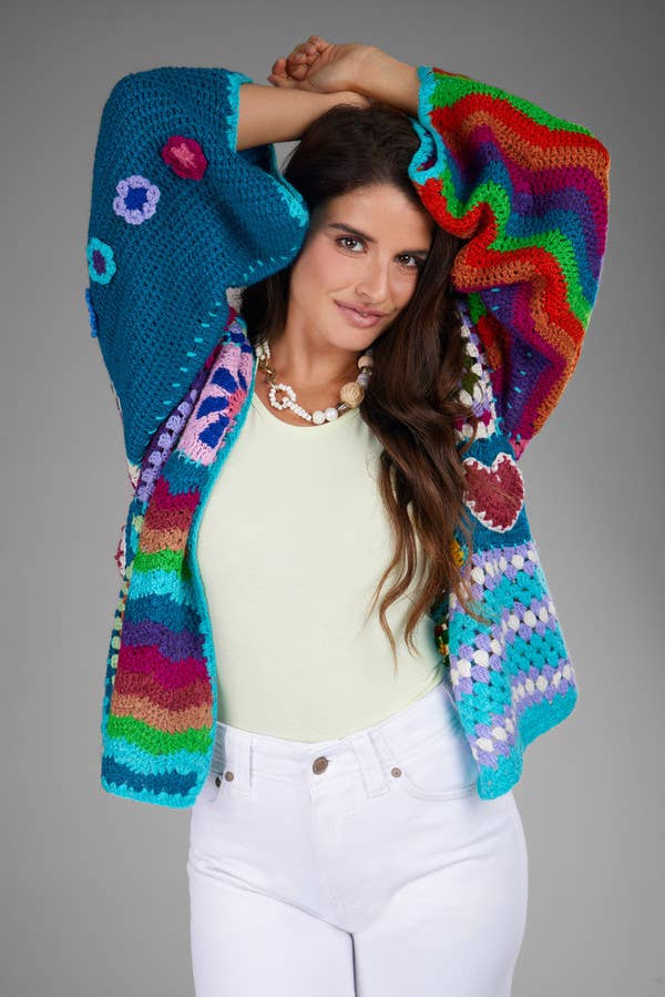 SAACHI – wholesale Kofta - Dam – Färgstark kofta i virkat mönstermix5