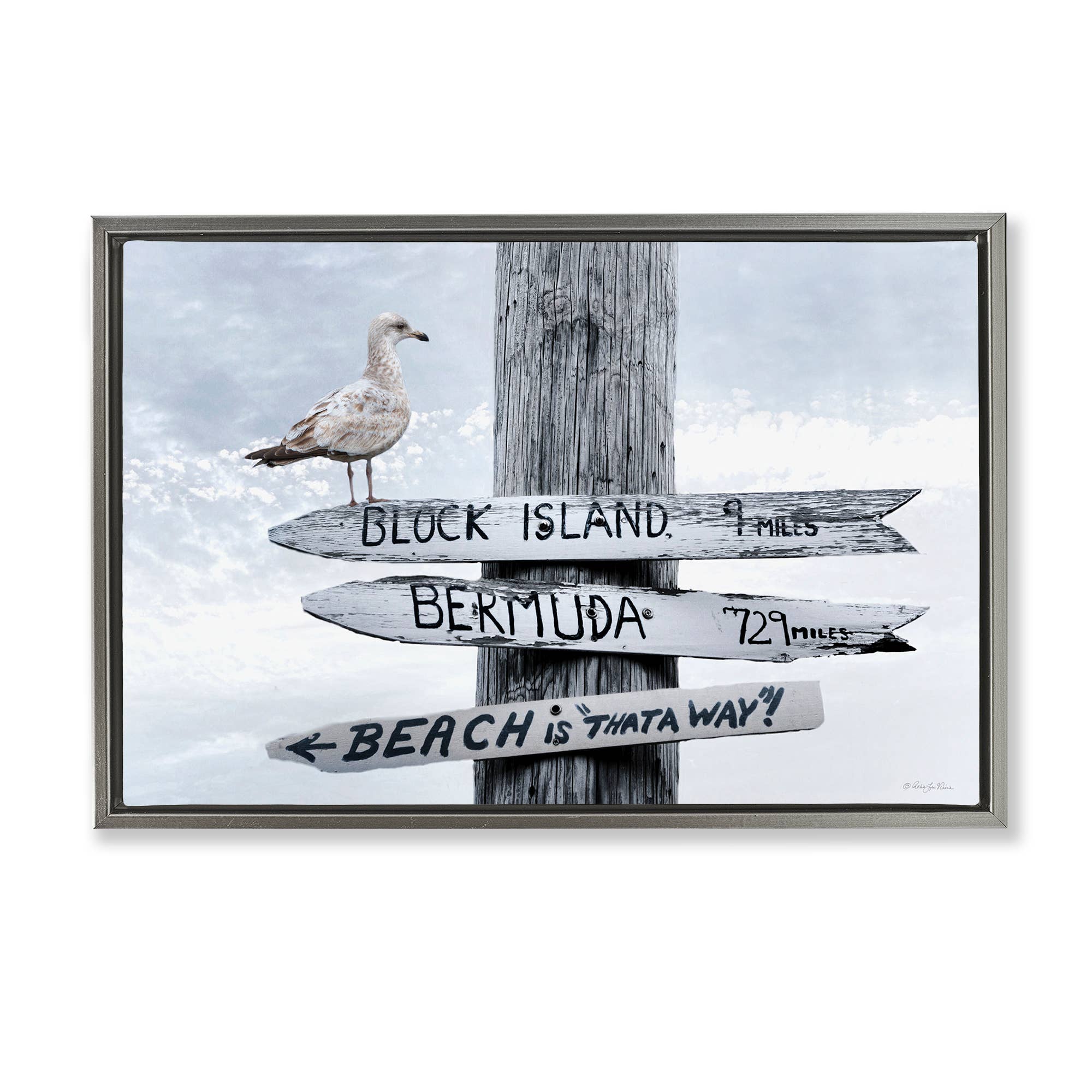 Stupell Industries – wholesale Väggskylt – Semesterstrandskyltar med mås - Inramad väggkonst25