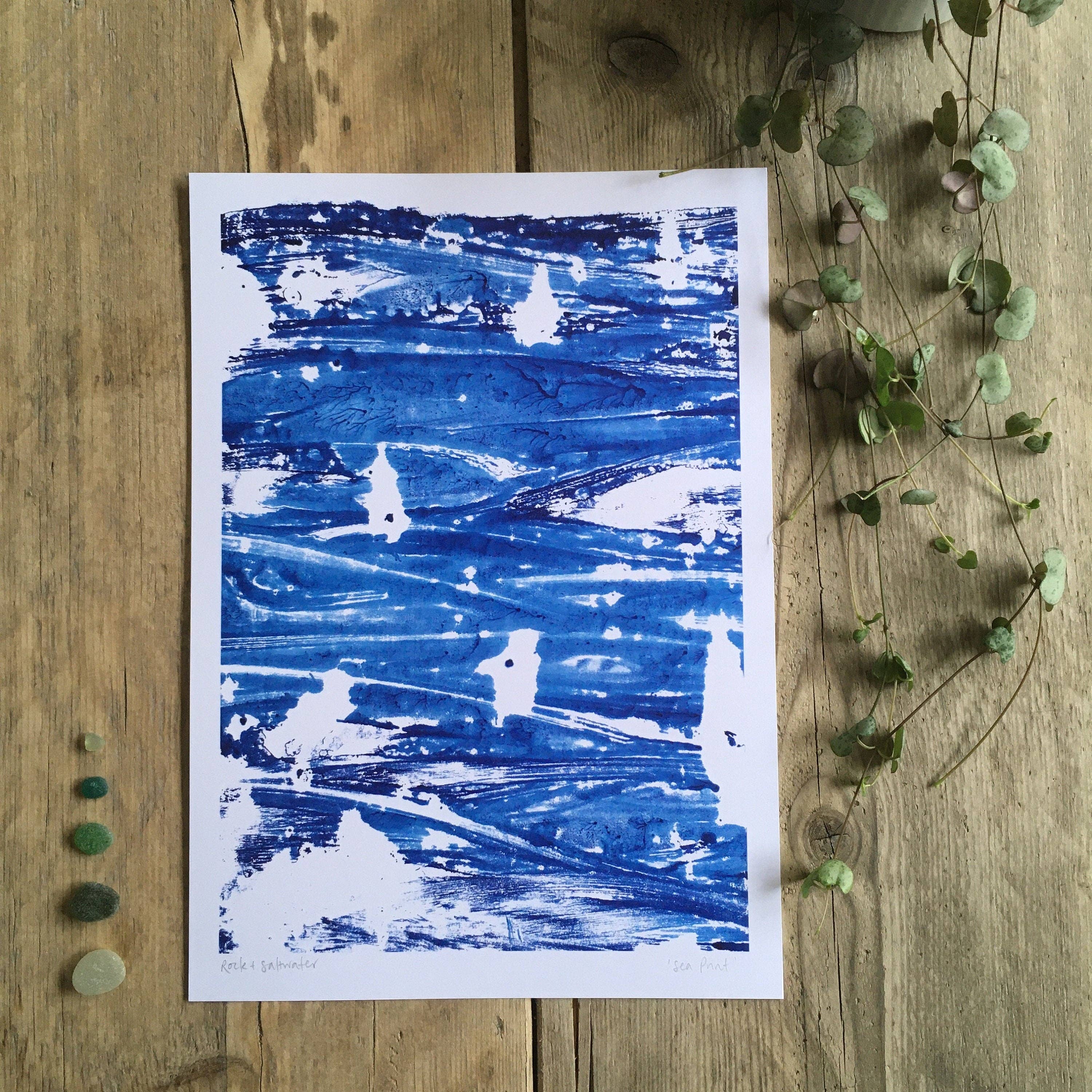 Rock & Saltwater – wholesale Art print – Sea Print A4 unframed print from original monoprint1