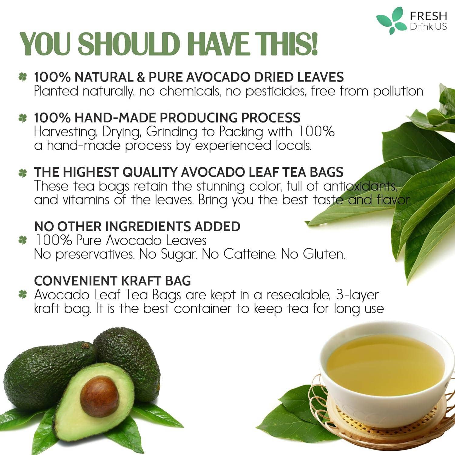Naomi's Happy Place Shop - Wholesale Health/Detox Tea - Natural Avocado Whole Leaves Dried, Tea Bags, 100% Pure from Avocado Leaves, Avocado Leaf Tea, Hojas de Aguacate Seca, No Additives, No Caffeine, Vegan7