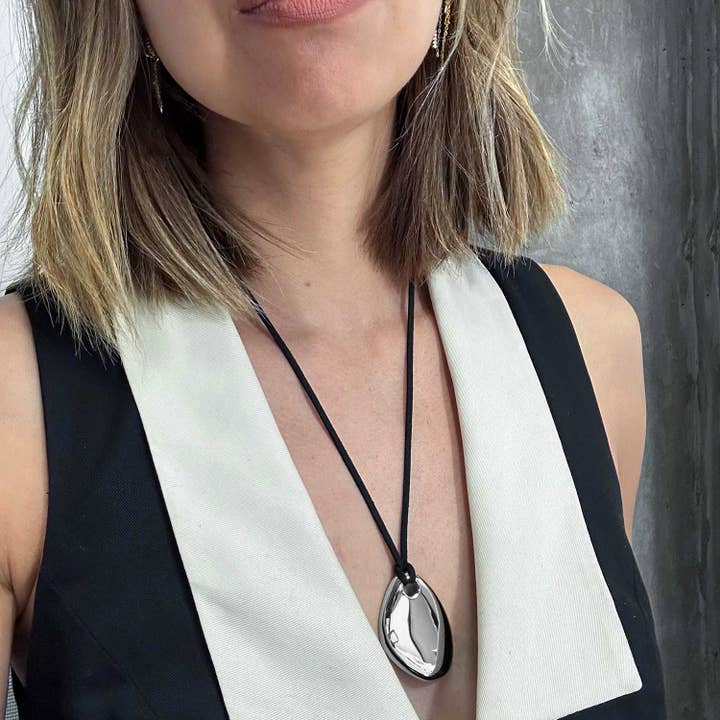 outofoffice - Wholesale Pendant/charm necklace - Helena Silver Cord Vegan Leather Necklace 5