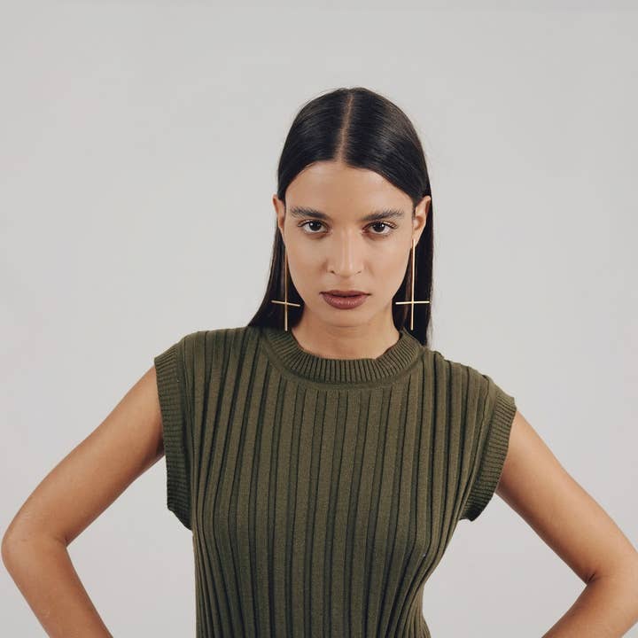 Cross Oversized Minimal Statement örhängen Julklapp för wholesale av Laka Luka