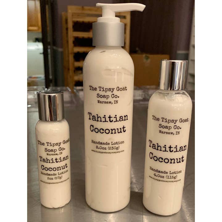 Tahitian Coconut Handmade Lotion for wholesale by The Tipsy Goat Soap Company