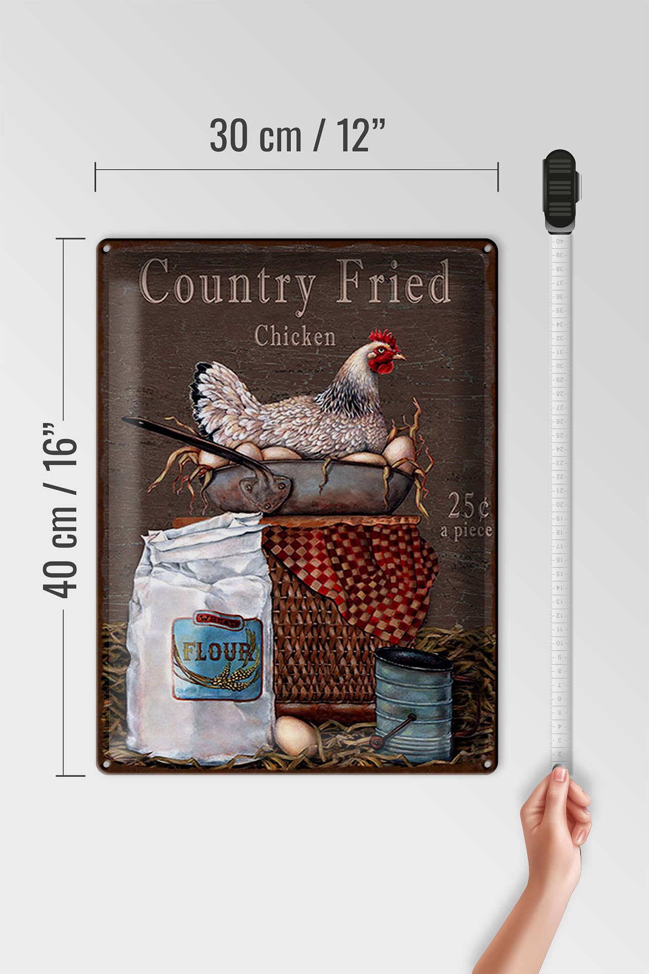 Femer - Vente Pancarte - Plaque en tôle 30x40 cm « Country Fried Chicken »3