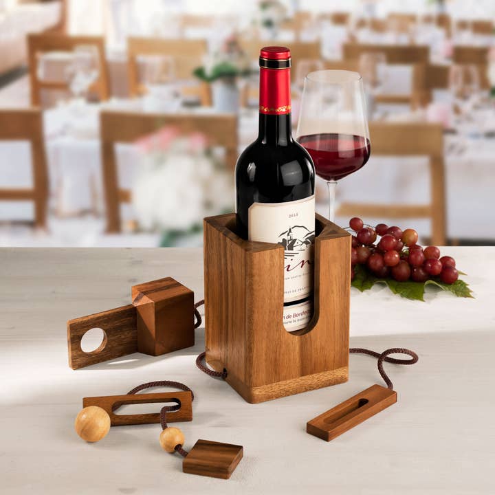 ForeverWOW GmbH - Vente Pochette cadeau pour bouteille de vin - Puzzle de bouteilles en bois comme emballage de bouteilles pour le vin7