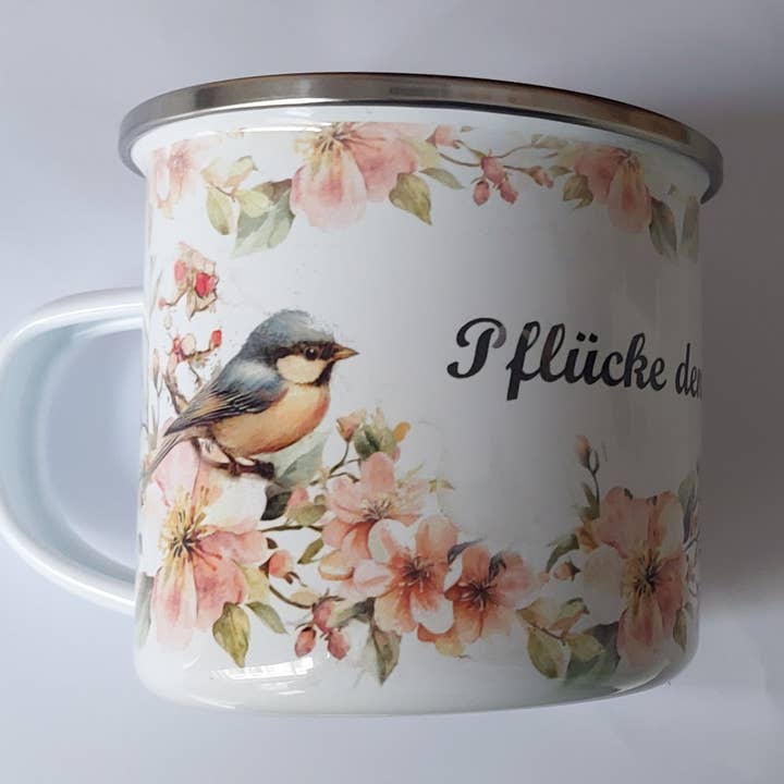 Enamel mug SEIZE THE DAY! for wholesale by Meisie Berlin