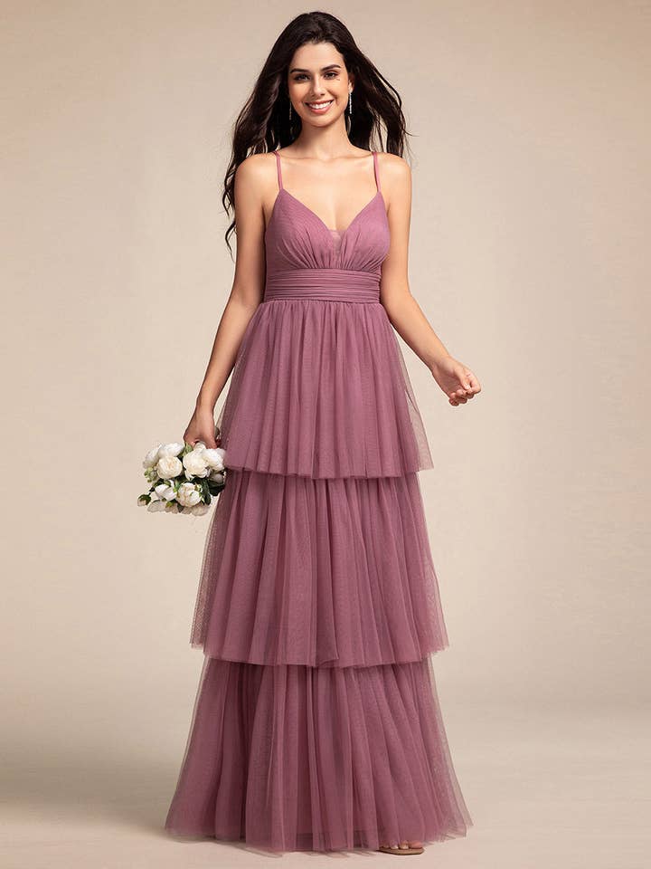 Ever-Pretty – wholesale Dress – Women's – Romantic See-Through Cake pleated Bridesmaid Dresses