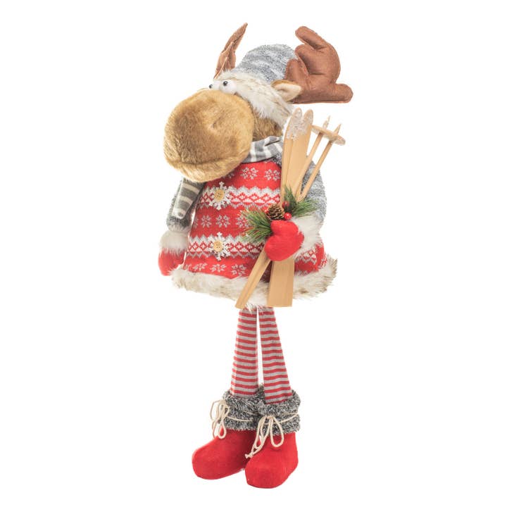 Starlight Collection - Vente Décoration de Noël - Figurine d'élan rouge/gris avec skis1