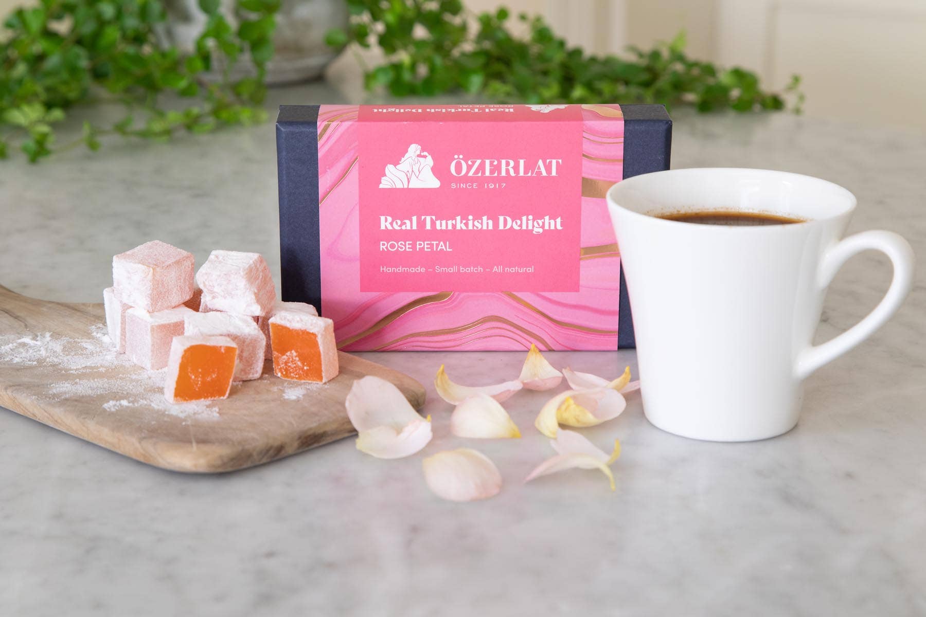 Ozerlat UK - Vente Bonbons gélifiés - Véritable délice turc aux pétales de rose ; à base de plantes, respectueux des végétaliens4