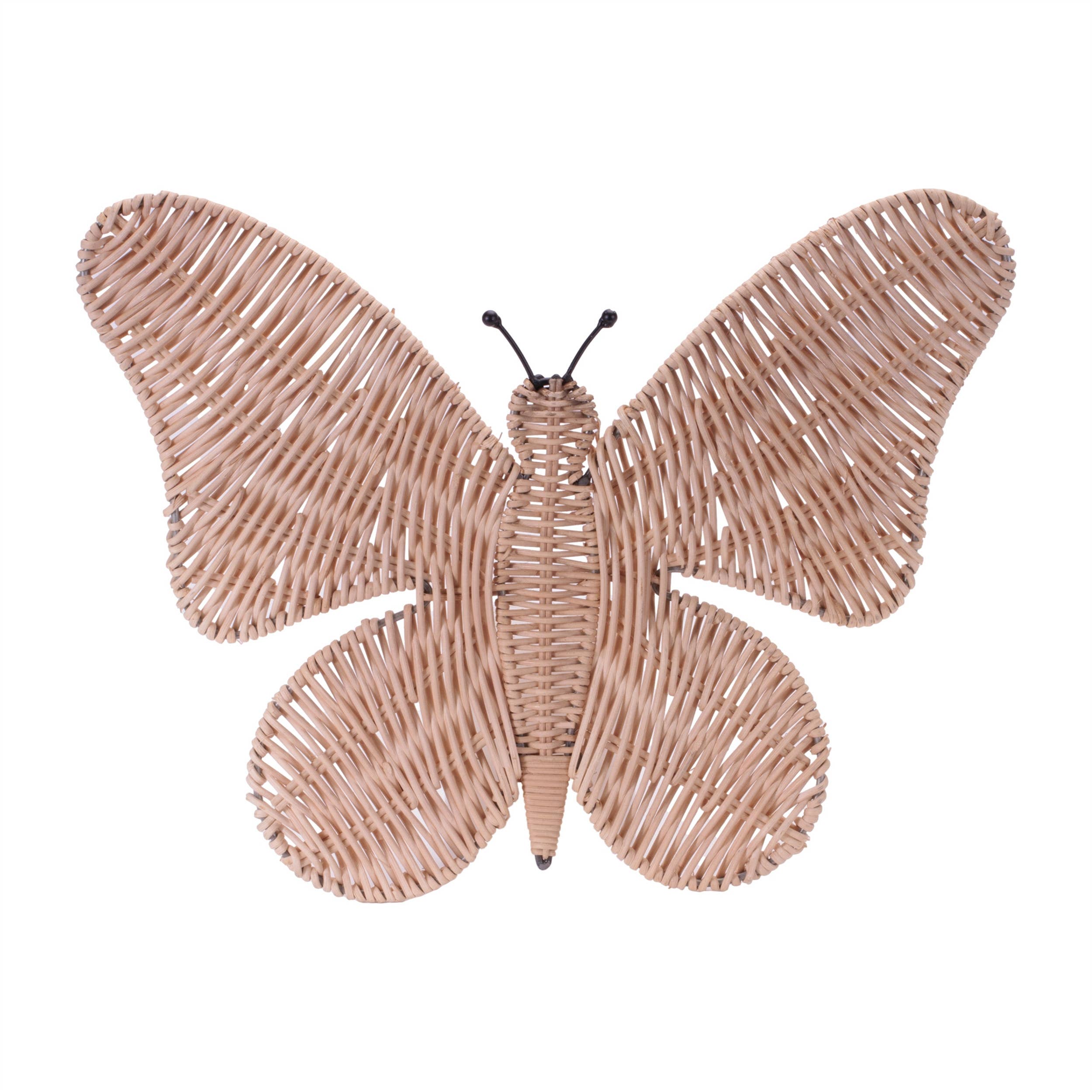 HomeRoots - Wholesale Wall Decor - Kids & Baby - 14" X 18" Natural Butterfly Rattan Hanging Dimensional Sculpture0