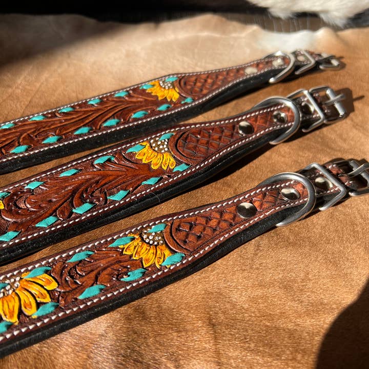 Westrian International - Wholesale Pet collar – Dog - Western Inspired Sunshine Sunflower Leather Dog Collar