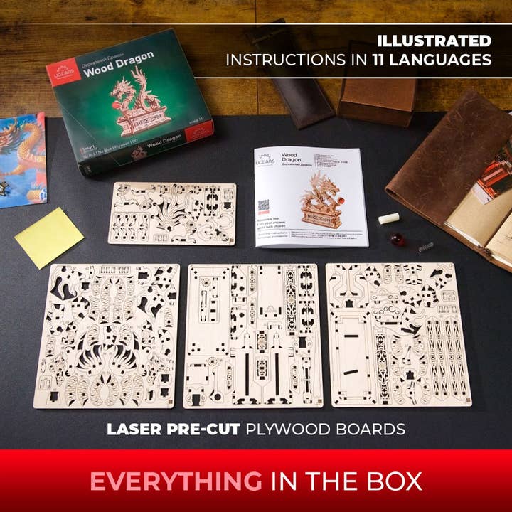 Ukidz LLC - Wholesale DIY Craft Kit - UGears Wooden Dragon -Wooden 3D Puzzles - DIY1