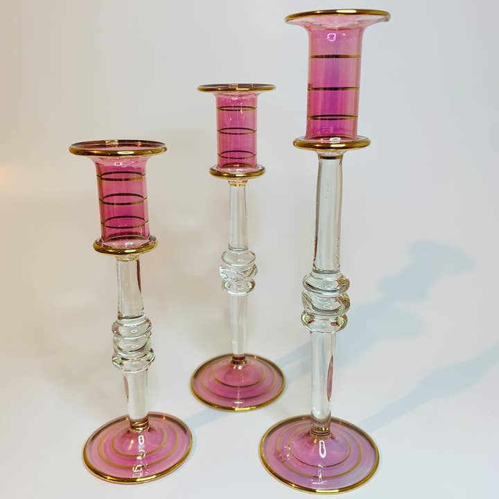 Dandarah - Wholesale Candle holder - Long Stem Blown Glass Candle Holder - Pink2