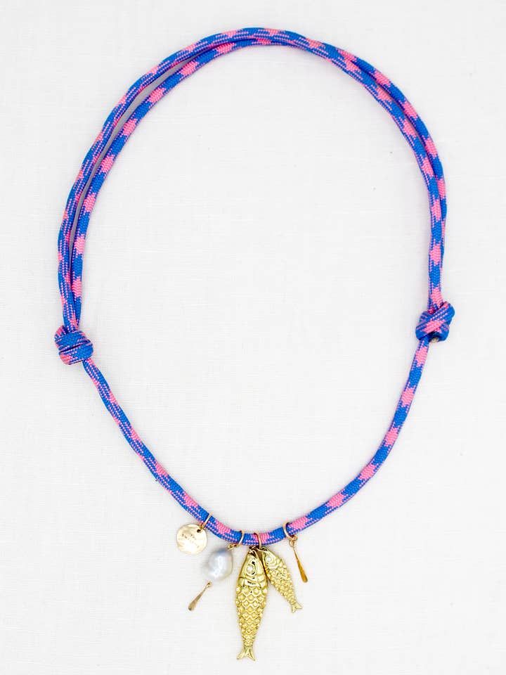 Colar Tackle Box com Paracord Colorido e Pingentes de Peixe em Ouro 14k por atacado de The Swellife
