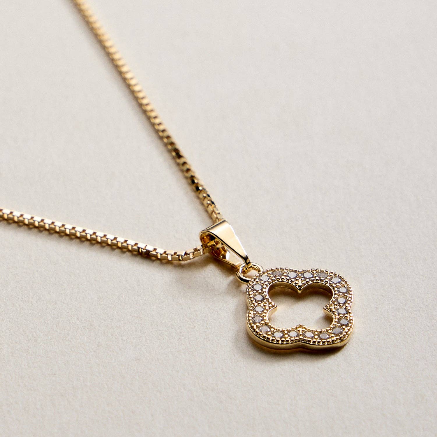 GD Gold Filled Four-Leaf Clover Pendant Necklace for wholesale on Faire3