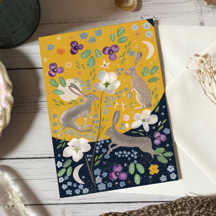 Floral hares summer moon for wholesale by Glitter and Earth