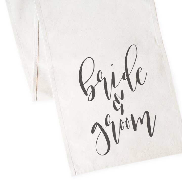 Bride & Groom Table Runner and Holiday Party Decoration for wholesale by The Cotton & Canvas Co.