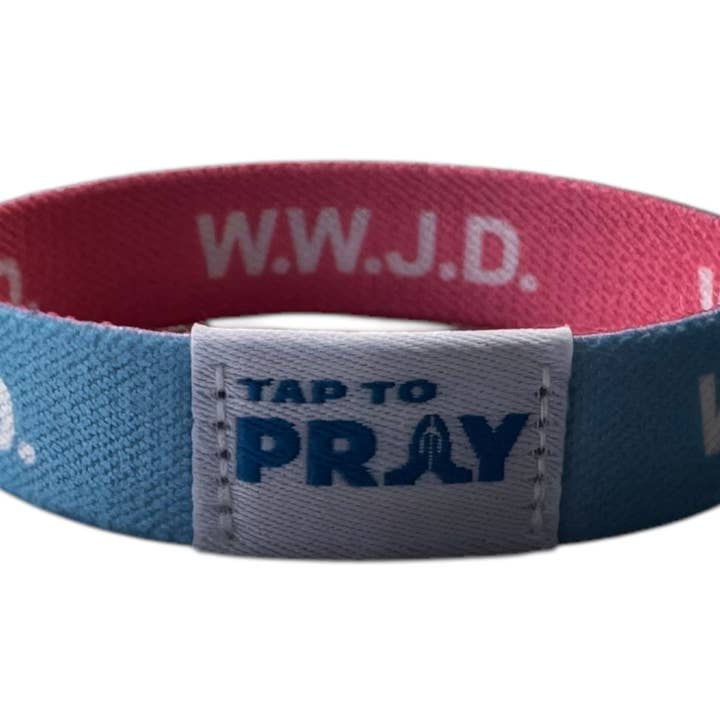 Versible - Wholesale Wristband - Tap To Prayâ„¢ Wristbands - Blue & Pink WWJD