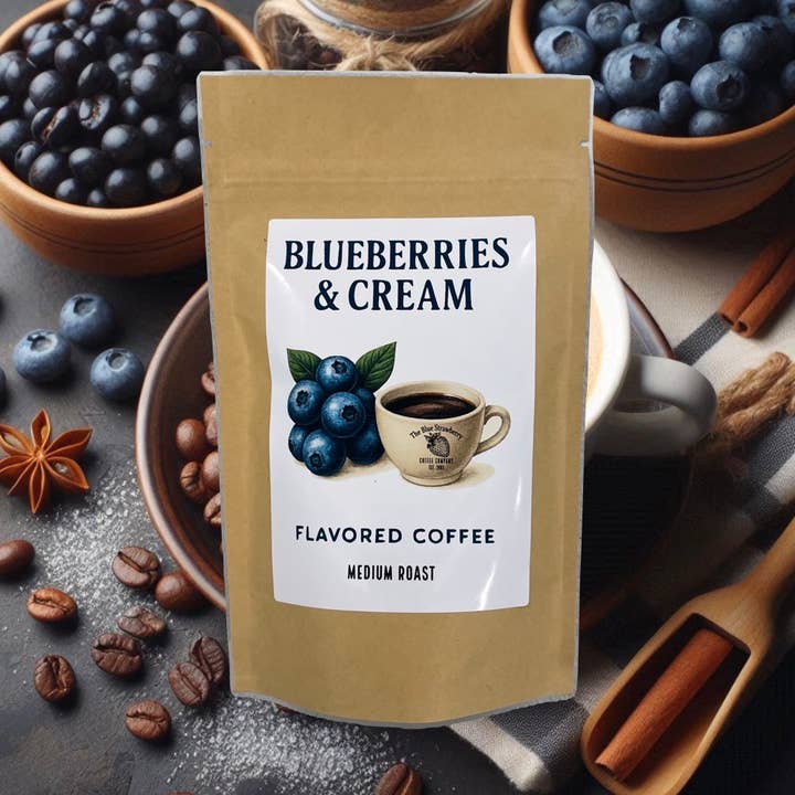 Blaubeeren und Sahne (aromatisierter Kaffee) für den Großhandel von The Blue Strawberry Coffee Co
