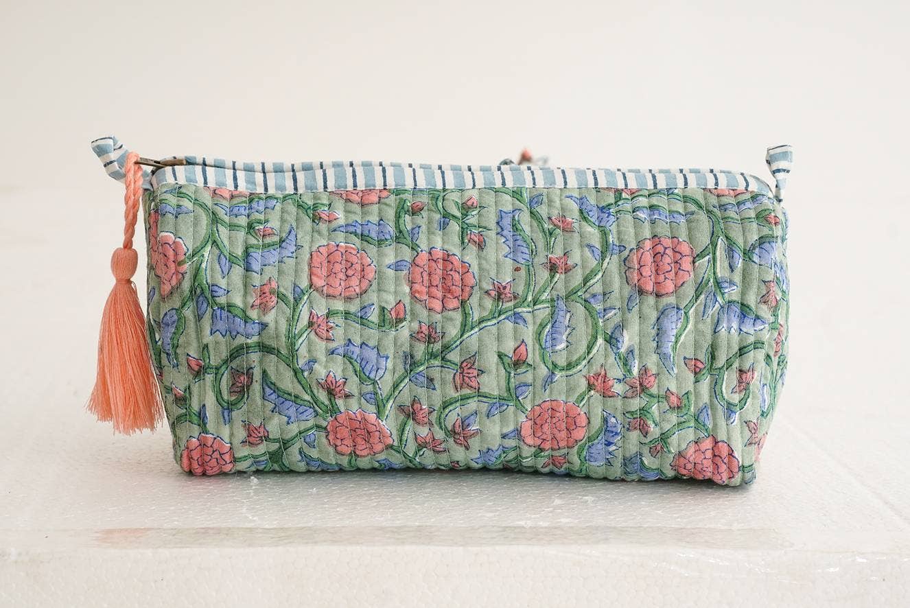 RIHLA - Wholesale Makeup/Cosmetic Bag - Block Print Quilted Makeup Bag