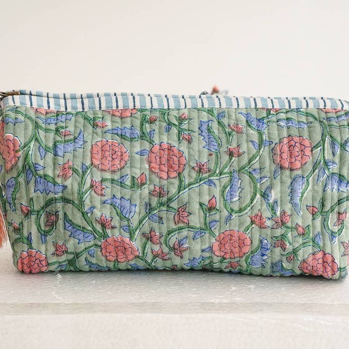 RIHLA - Wholesale Makeup/Cosmetic Bag - Block Print Quilted Makeup Bag0