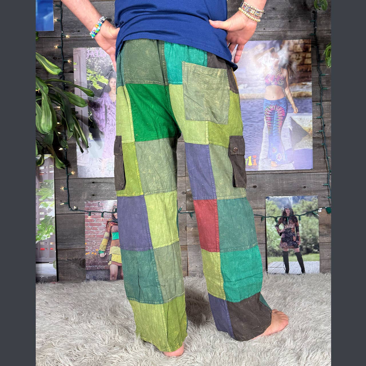 Jayli Clothing - Wholesale Pants - Men's - Cotton Stonewashed Up-Cycled Patchwork 5 Pocket Cargo Pants 2