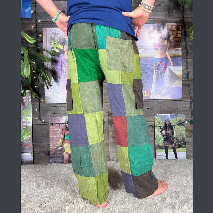 Jayli Clothing - Wholesale Pants - Men's - Cotton Stonewashed Up-Cycled Patchwork 5 Pocket Cargo Pants 2
