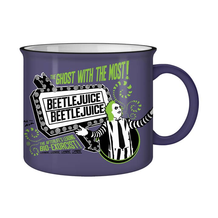 Beetlejuice Bio Exorcist 20oz Ceramic Camper Mug for wholesale by Silver Buffalo