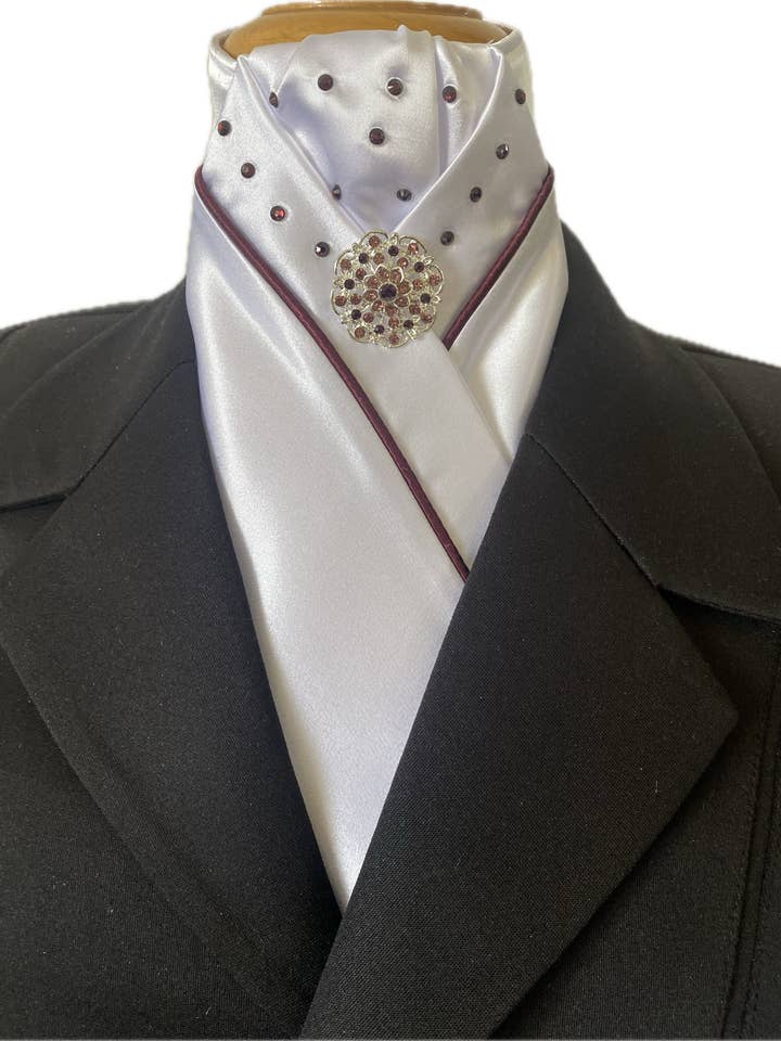 HHD Dressage Stock Tie in Burgundy with Swarovski Elements for wholesale by Heavenly Horse Designs