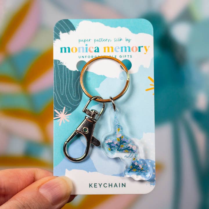 Paper Pattern Silk - Wholesale Keychain - Women's - Newfoundland and Labrador Province Canada Floral Keychain0