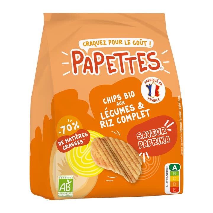 Papettes - Wholesale Chips - BIO-chips met groenten en bruine rijst, met paprika - 70 g