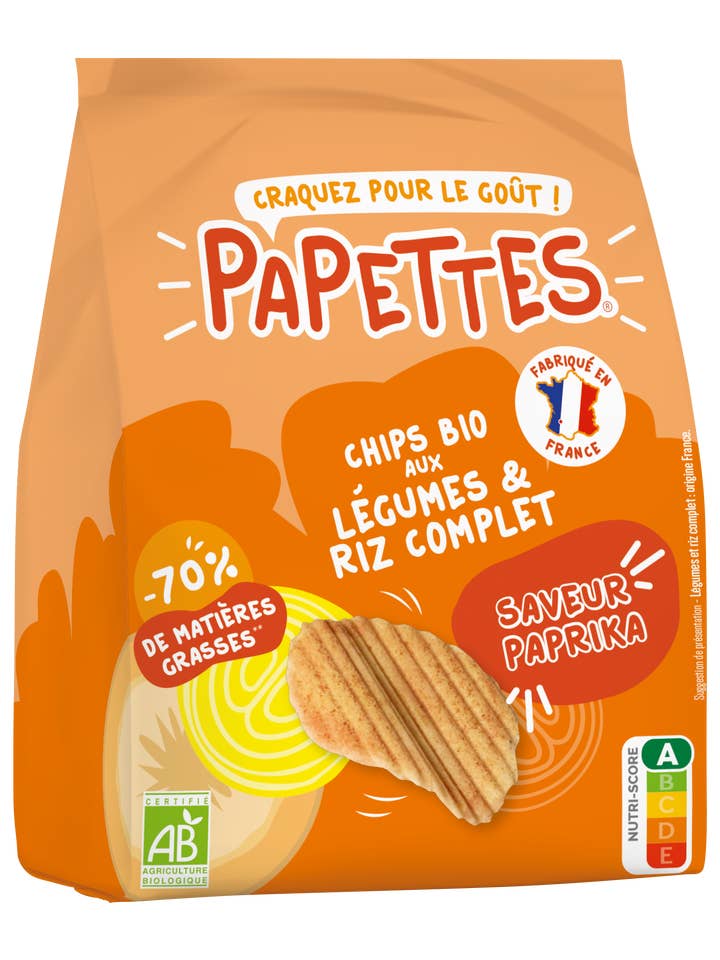 BIO chips with vegetables and brown rice, with paprika - 70g for wholesale by Papettes