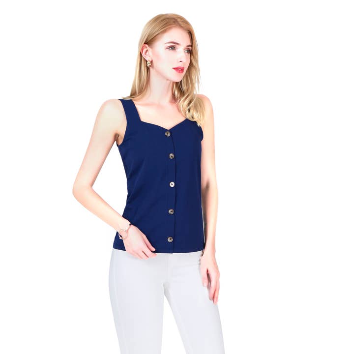 V-Neck Buttoned Front Tank Top for wholesale by guodil