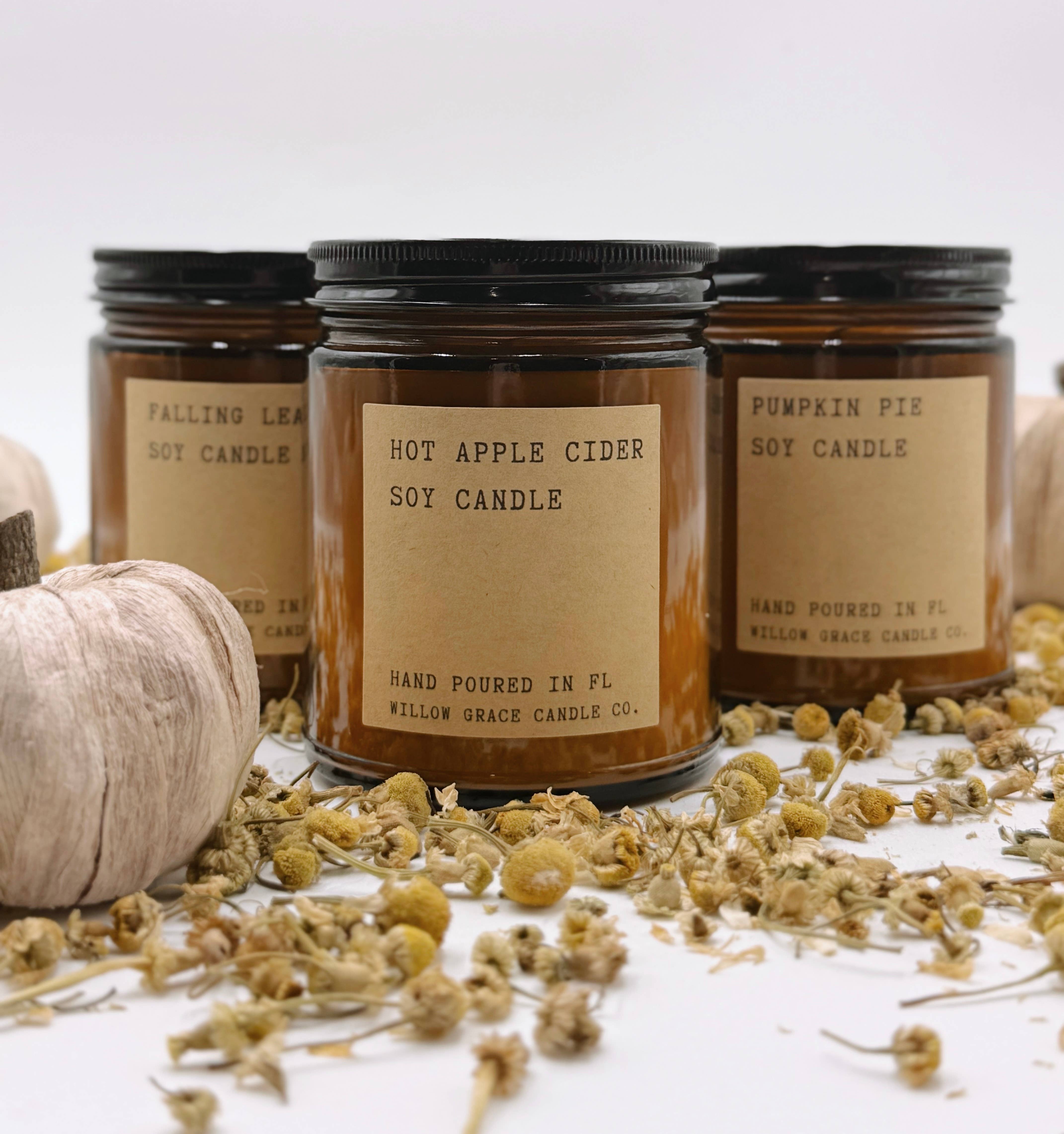 Willow Grace Candle Co - Wholesale Jar/Filled Candle - *Fall* Amber Glass Jar Candle3