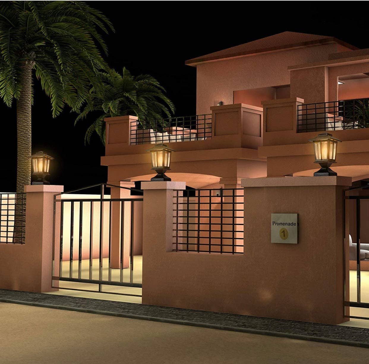 OutdoorSolarOutlet – wholesale Outdoor/lawn light – SmartYard Metal Solar Post Lights 4X4 Outdoor, Waterproof Fence Post Lights 2 Pack5