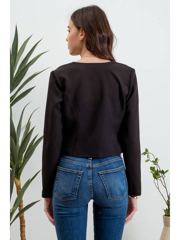 MINE - Wholesale Blazer - Women's - COLLARLESS LONG SLEEVE BLAZER