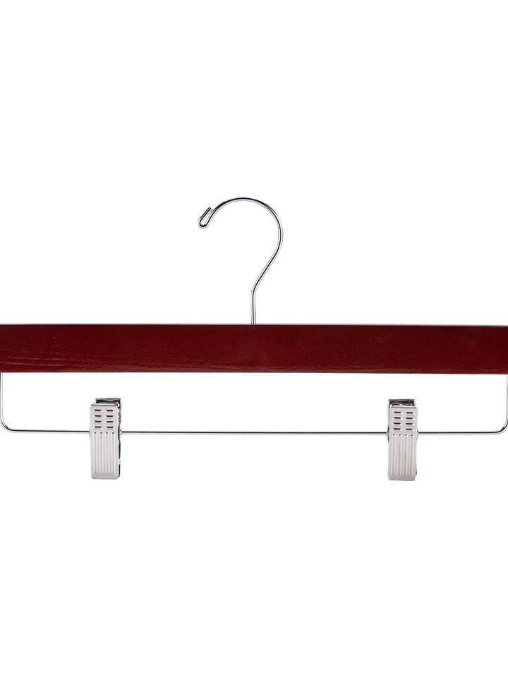 14" Cherry Wood Skirt And Pants Hangers - Case of 50 for wholesale by Store Supply Warehouse