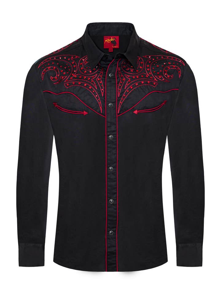 Rodeo Clothing - Wholesale Buttoned-down shirt – Men's - Men's Western Cowboy diamond studded Embroidery Shirt13