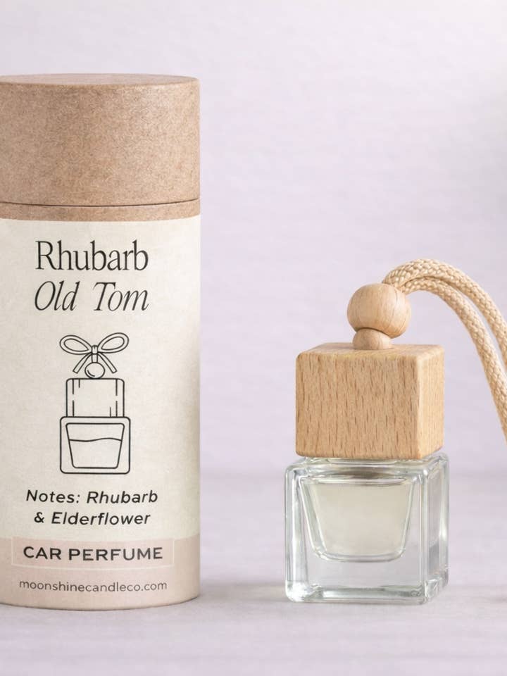 Rhubarb Old Tom Car Diffuser | Scottish made for wholesale by Moonshine Candle Co.