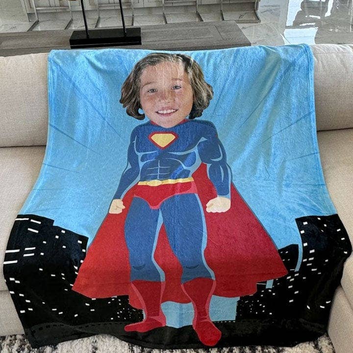 Custom Super Kid Your Face Custom Photo Blanket for wholesale by Monogramonline Inc.