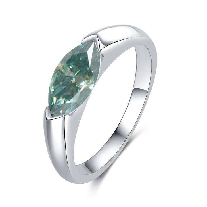 Perimade & Co. LLC - Wholesale Engagement Ring - Marquise Moissanite Engagement Ring in 925 Sterling Silver