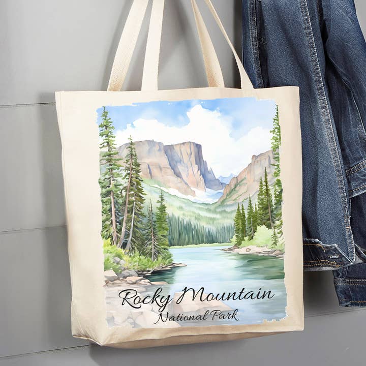 Rocky Mountain National Park Colorado 12 oz Canvas Tote Bag for wholesale by Avery Lane Gifts