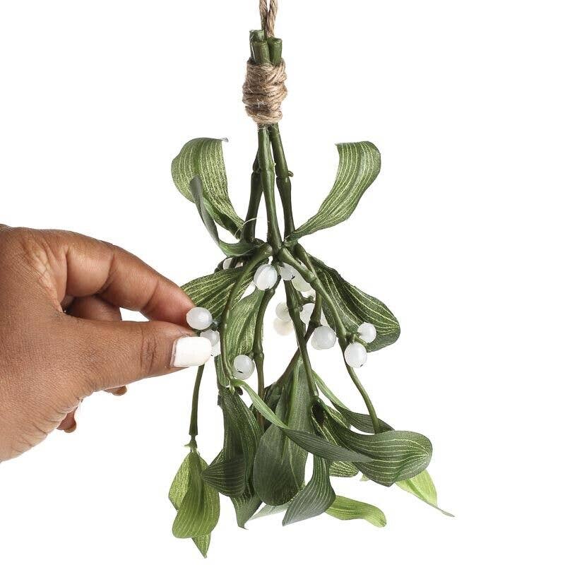 Factory Direct Craft - Wholesale Artificial Flowers - 8" Hanging Artificial Mistletoe with Jute Hanger6
