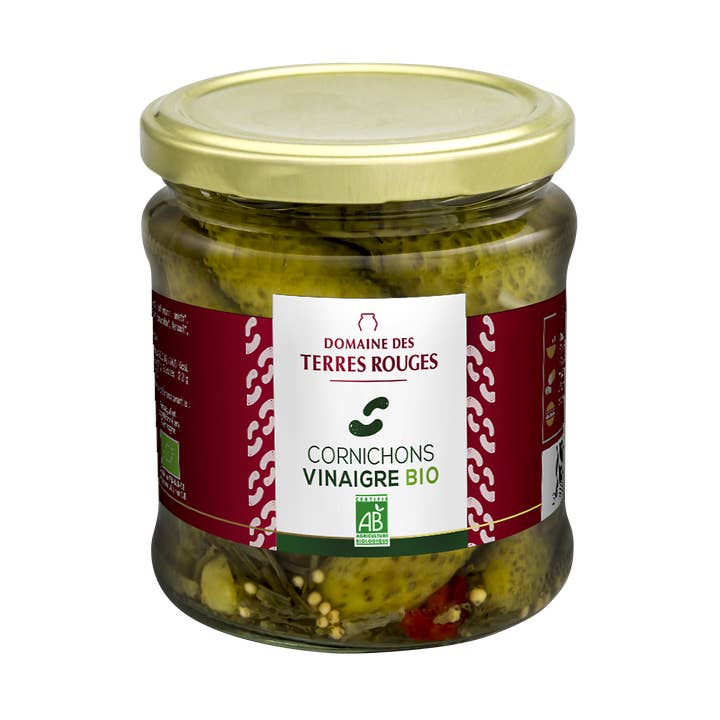 Organic Pickles in Vinegar 37cl for wholesale by DOMAINE DES TERRES ROUGES