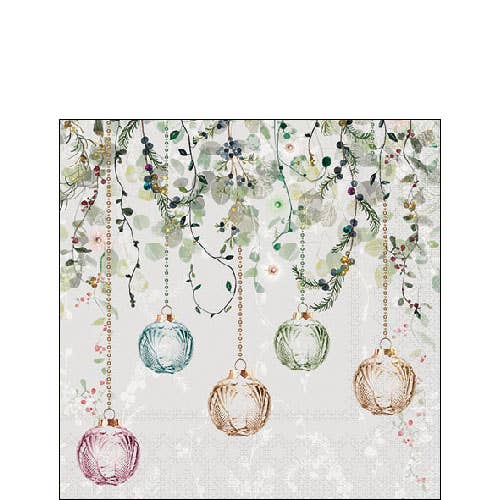 Cocktail Napkin - Floral Christmas GREY for wholesale by Elegant Gifts